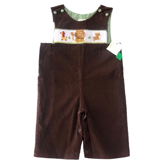 NWT Zuccini Smocked Jungle Animals Longall Outfit 12M - Picture 1 of 5